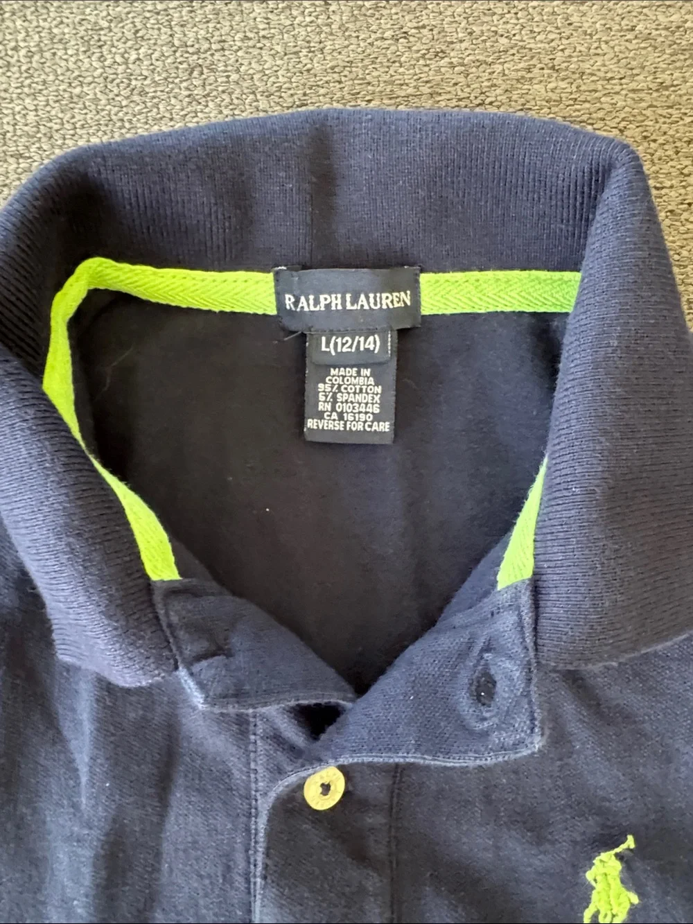 Polo Ralph Lauren Navy Blue Short Sleeve Cotton Mesh Polo Dress L 12-14